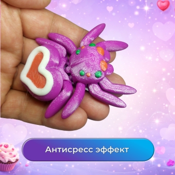 Подвижная фигурка Паук с Розовым сердечком