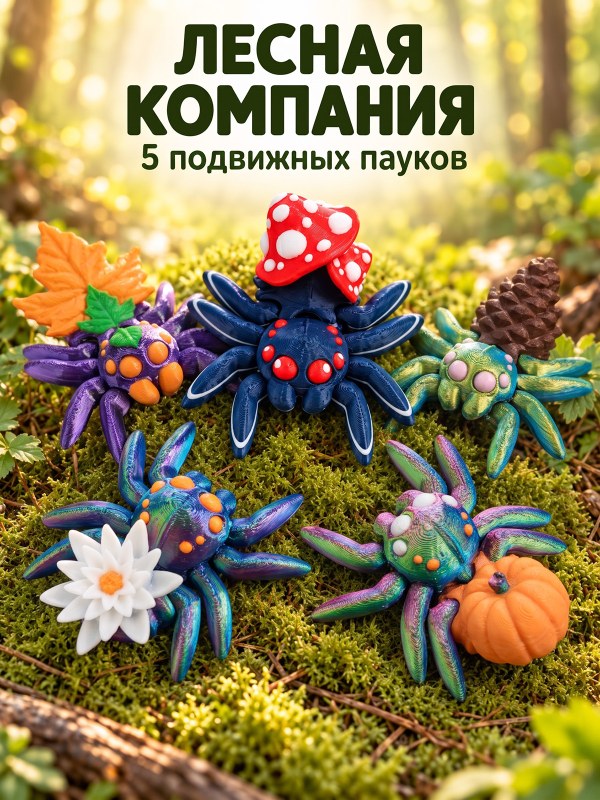 Набор пауков "Лесная компания" 5 шт.