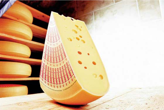Эмменталь - классический швейцарский сыр с большими отверстиями